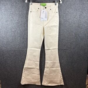 Sandrine Rose SR vs High Rise Flare‎ Jeans 26 ALPES Cream Bell Bottom NWT